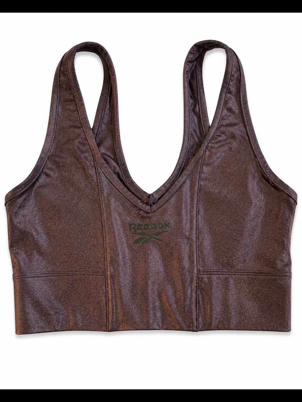 Reebok Metallic Brown V-Neck Sports Bra